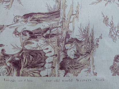 Scalamandre Voyage En Chine Print Mauve Chinoiserie Asian Garden Elephant Brown Beige MSRP USD 388