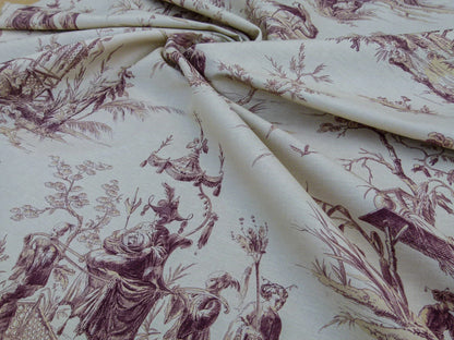 Scalamandre Voyage En Chine Print Mauve Chinoiserie Asian Garden Elephant Brown Beige MSRP USD 388