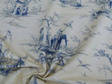 Scalamandre Voyage En Chine Print Bleu Chinoiserie Asian Garden Elephant Blue Beige MSRP USD 388/y