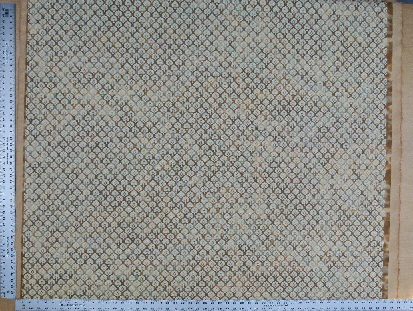 By Yard Scalamandre Pineapple Leaf On Sand Cotton Candlelight Fabric Fortuny Style Light Gold MSRP USD 324