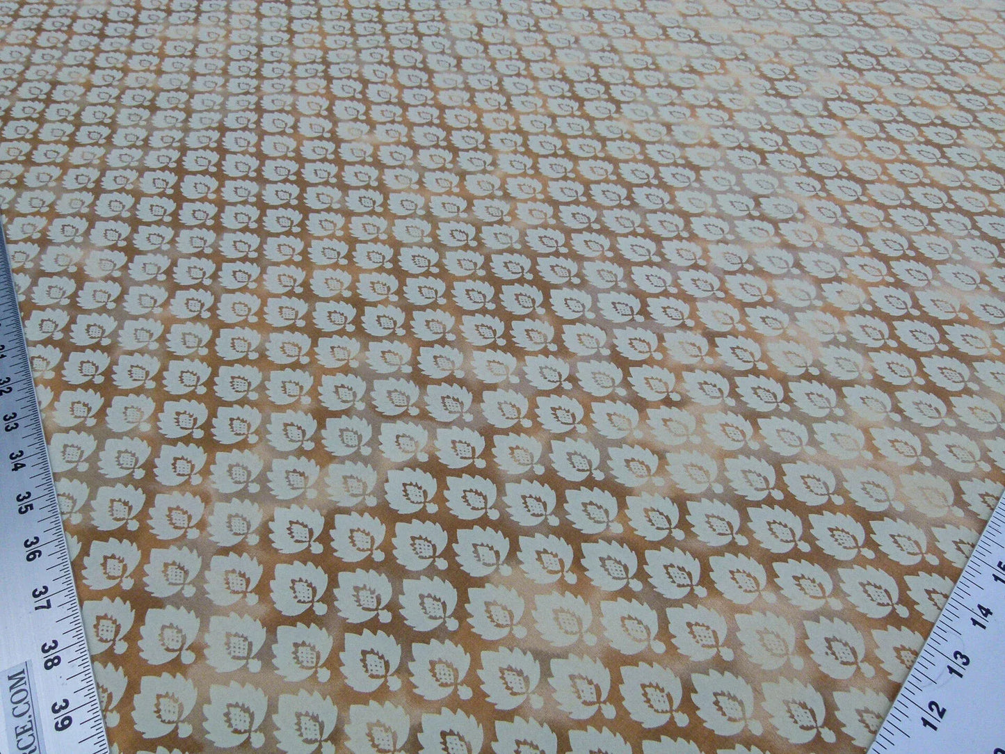 By Yard Scalamandre Pineapple Leaf On Sand Cotton Candlelight Fabric Fortuny Style Light Gold MSRP USD 324