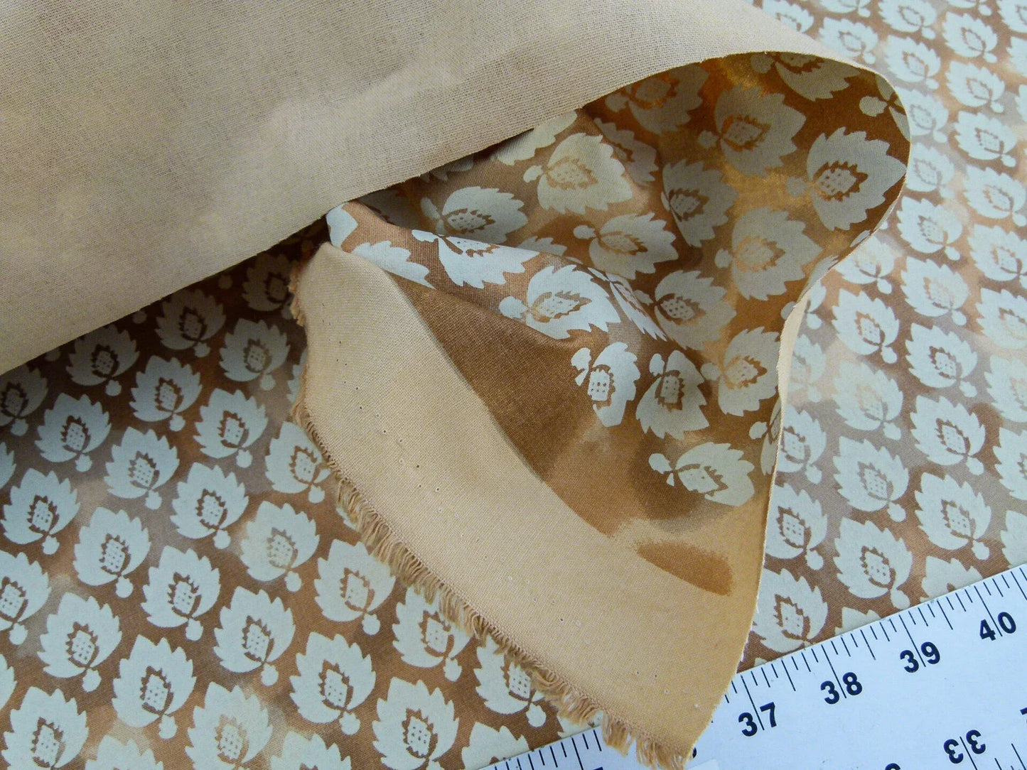 By Yard Scalamandre Pineapple Leaf On Sand Cotton Candlelight Fabric Fortuny Style Light Gold MSRP USD 324
