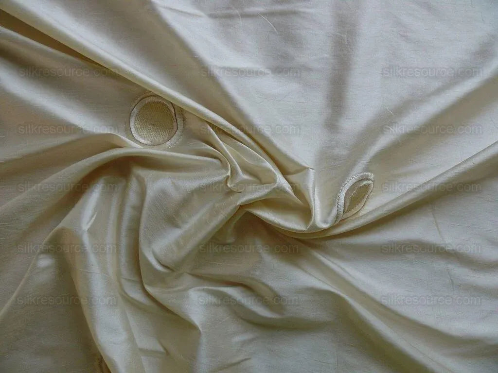 100% Silk Dupioni Chenille Embroidery White "moon"