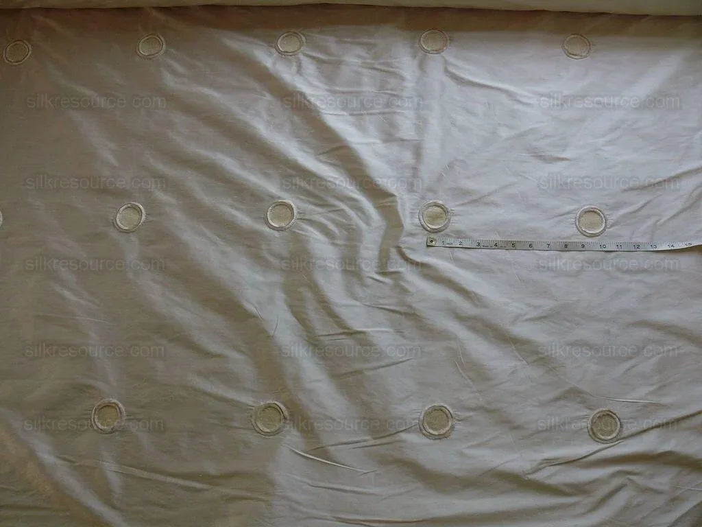 100% Silk Dupioni Chenille Embroidery White "moon"