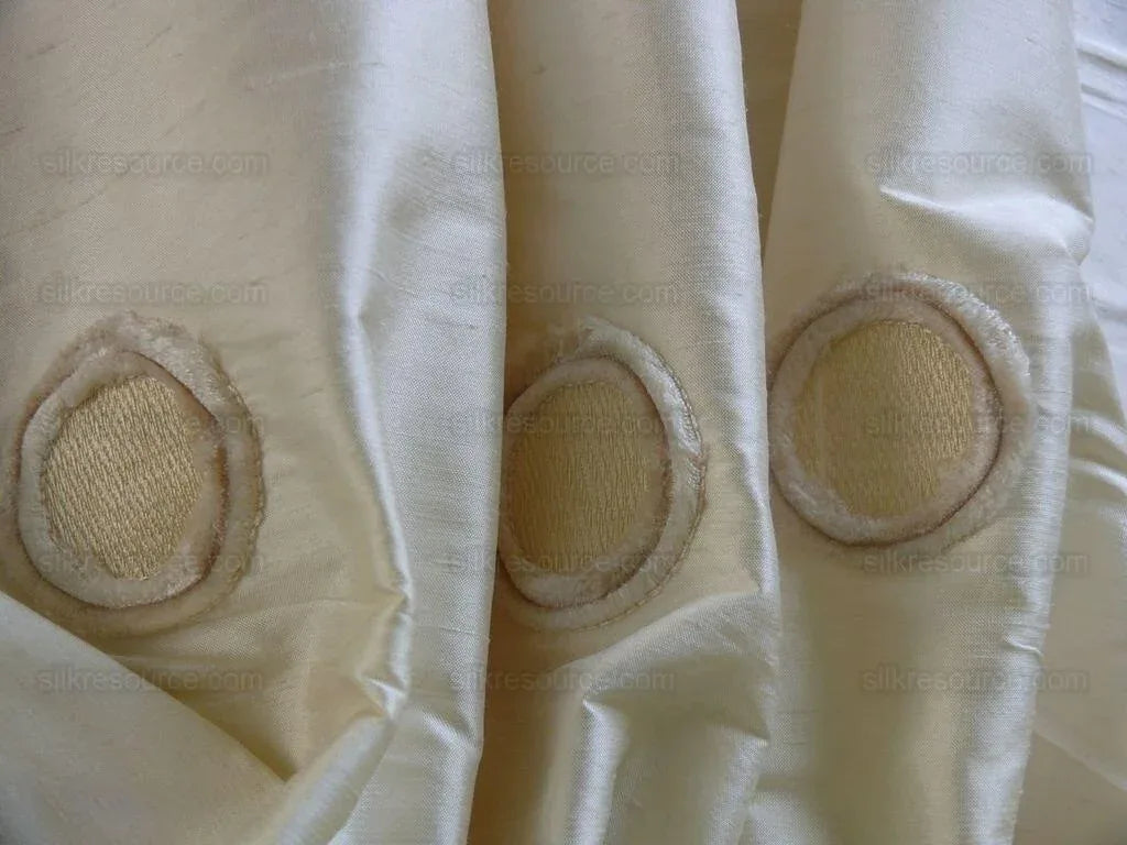 100% Silk Dupioni Chenille Embroidery White "moon"