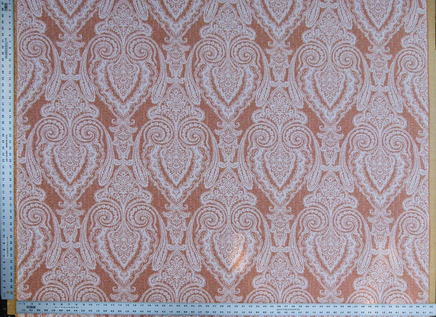 Scalamandre Harwich Port Kumquat  Outdoor Classic Damask Old World Weavers Orange &amp; White MSRP USD 270/Y