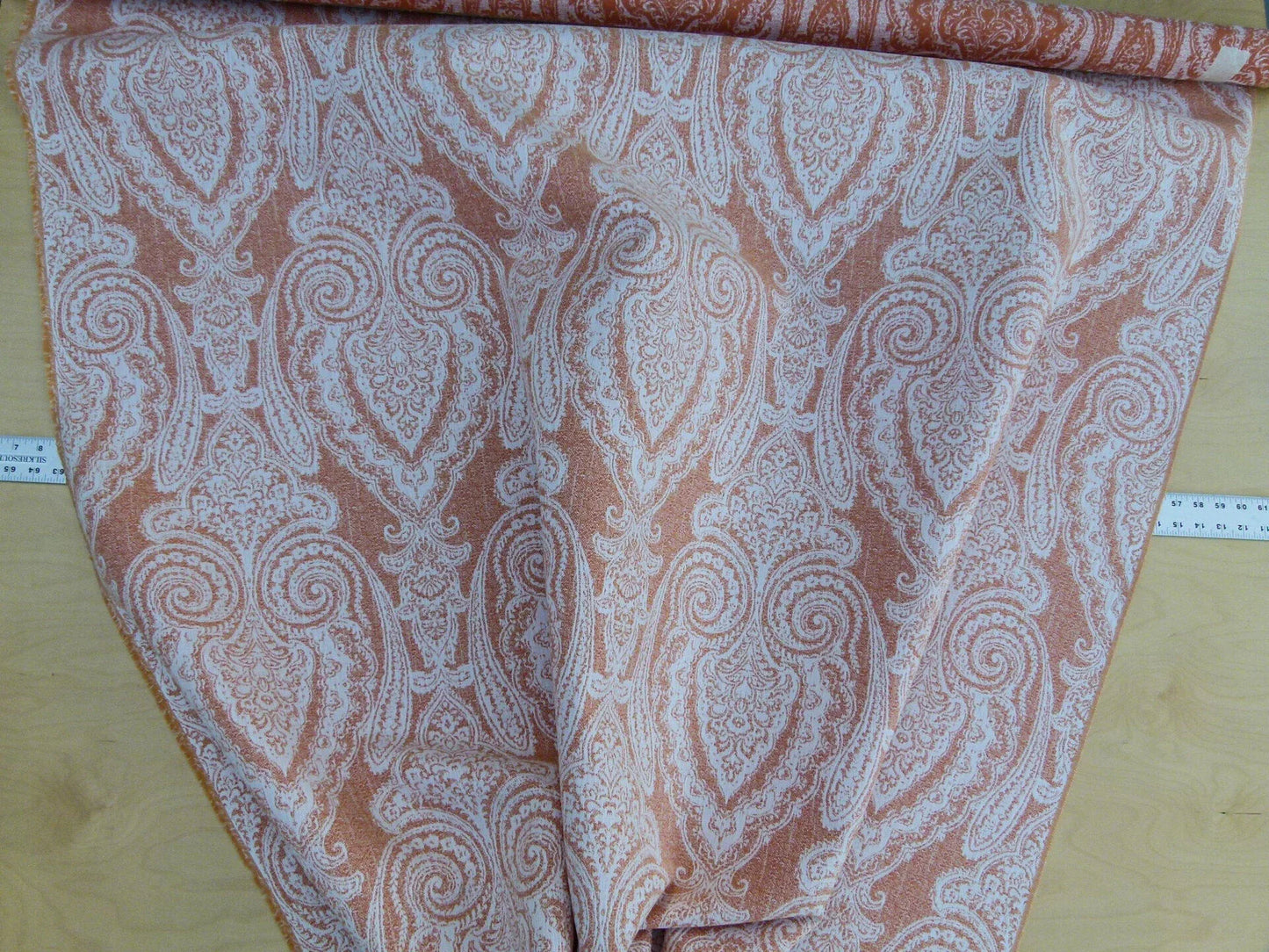 Scalamandre Harwich Port Kumquat  Outdoor Classic Damask Old World Weavers Orange &amp; White MSRP USD 270/Y