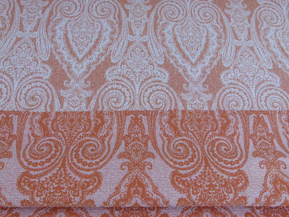 Scalamandre Harwich Port Kumquat  Outdoor Classic Damask Old World Weavers Orange &amp; White MSRP USD 270/Y