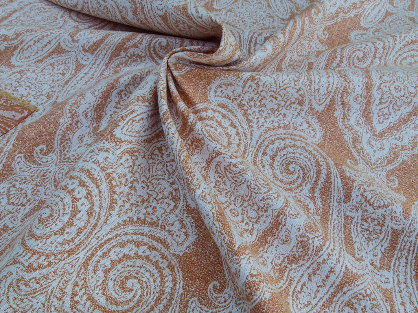 Scalamandre Harwich Port Kumquat  Outdoor Classic Damask Old World Weavers Orange &amp; White MSRP USD 270/Y