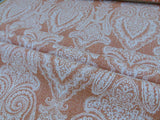 Scalamandre Harwich Port Kumquat  Outdoor Classic Damask Old World Weavers Orange & White MSRP USD 270/Y