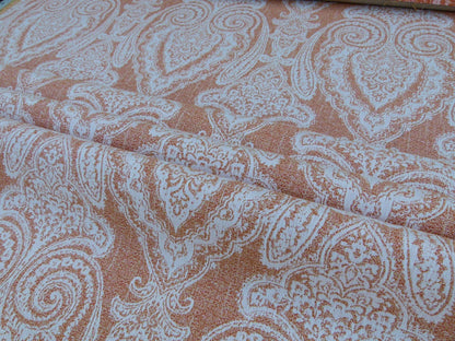 Scalamandre Harwich Port Kumquat  Outdoor Classic Damask Old World Weavers Orange &amp; White MSRP USD 270/Y