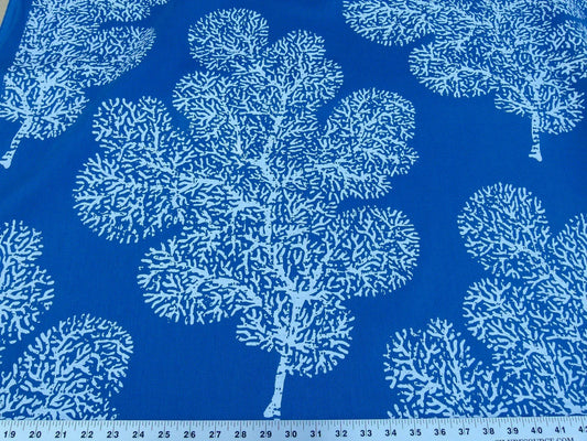 Scalamandre Bay Coral Blue White  Coral Reef Ocean On Solid-colored Ground Print 100% Linen MSRP USD 214