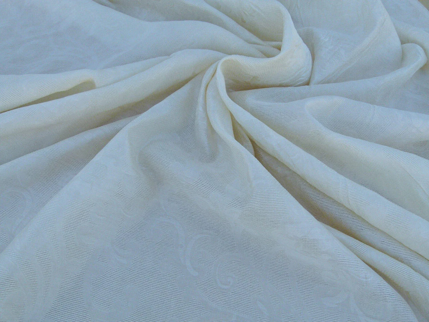 Scalamandre Musetta Ecru Delicate And Angelic Silk Sheer Floral Paisley White MSRP USD 156/y