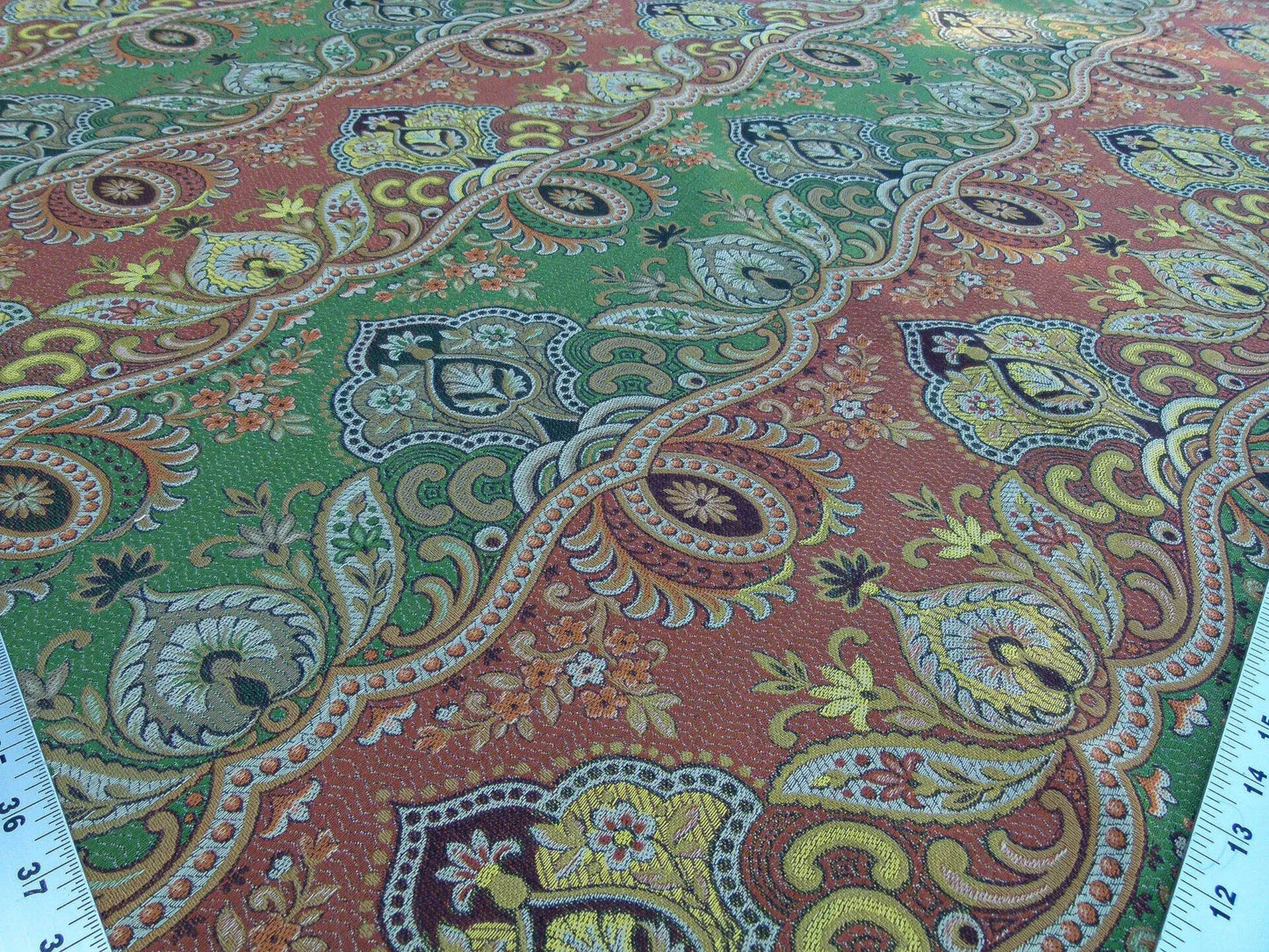 Scalamandre Bombay Rust/gold Intricate Red Yellow Green Red Asian Dragon Empress Brocade MSRP USD 268