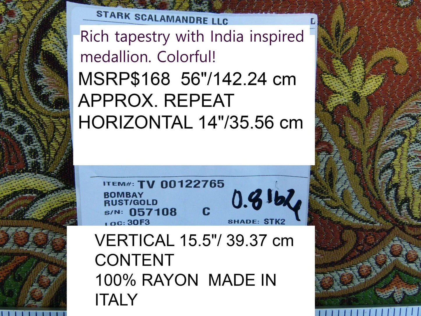 Scalamandre Bombay Rust/gold Intricate Red Yellow Green Red Asian Dragon Empress Brocade MSRP USD 268
