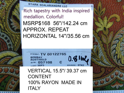 Scalamandre Bombay Rust/gold Intricate Red Yellow Green Red Asian Dragon Empress Brocade MSRP USD 268