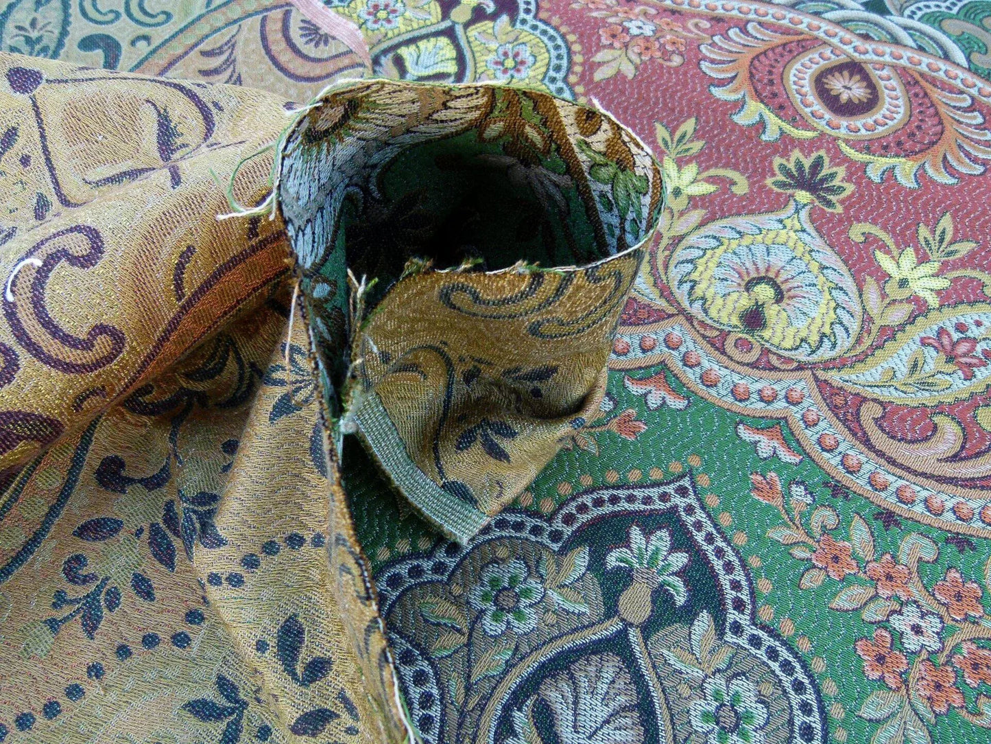 Scalamandre Bombay Rust/gold Intricate Red Yellow Green Red Asian Dragon Empress Brocade MSRP USD 268