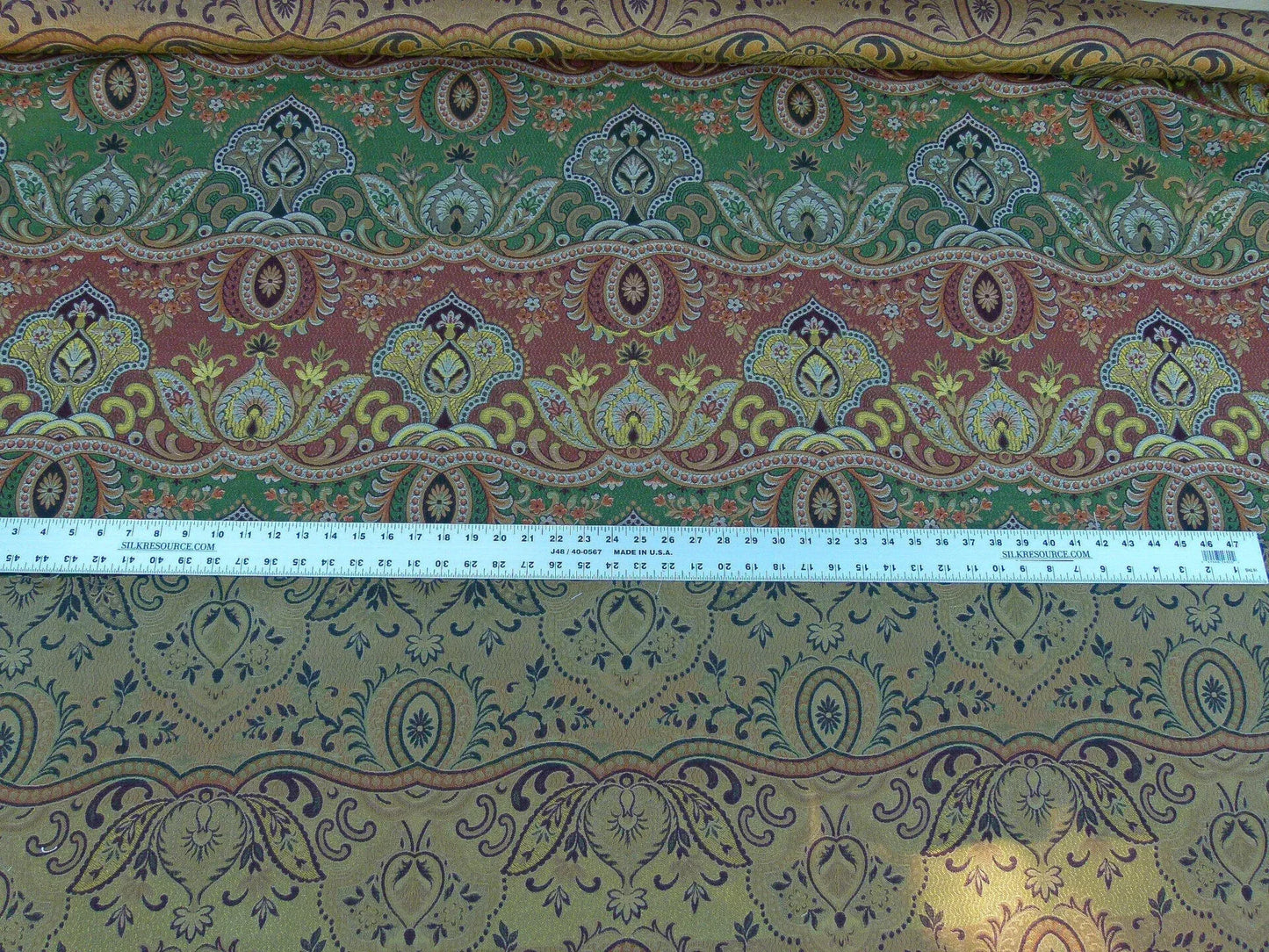 Scalamandre Bombay Rust/gold Intricate Red Yellow Green Red Asian Dragon Empress Brocade MSRP USD 268