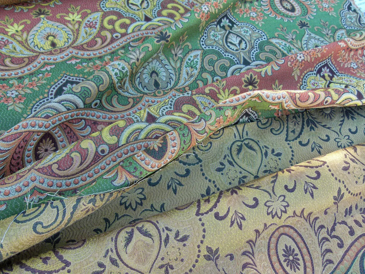 Scalamandre Bombay Rust/gold Intricate Red Yellow Green Red Asian Dragon Empress Brocade MSRP USD 268
