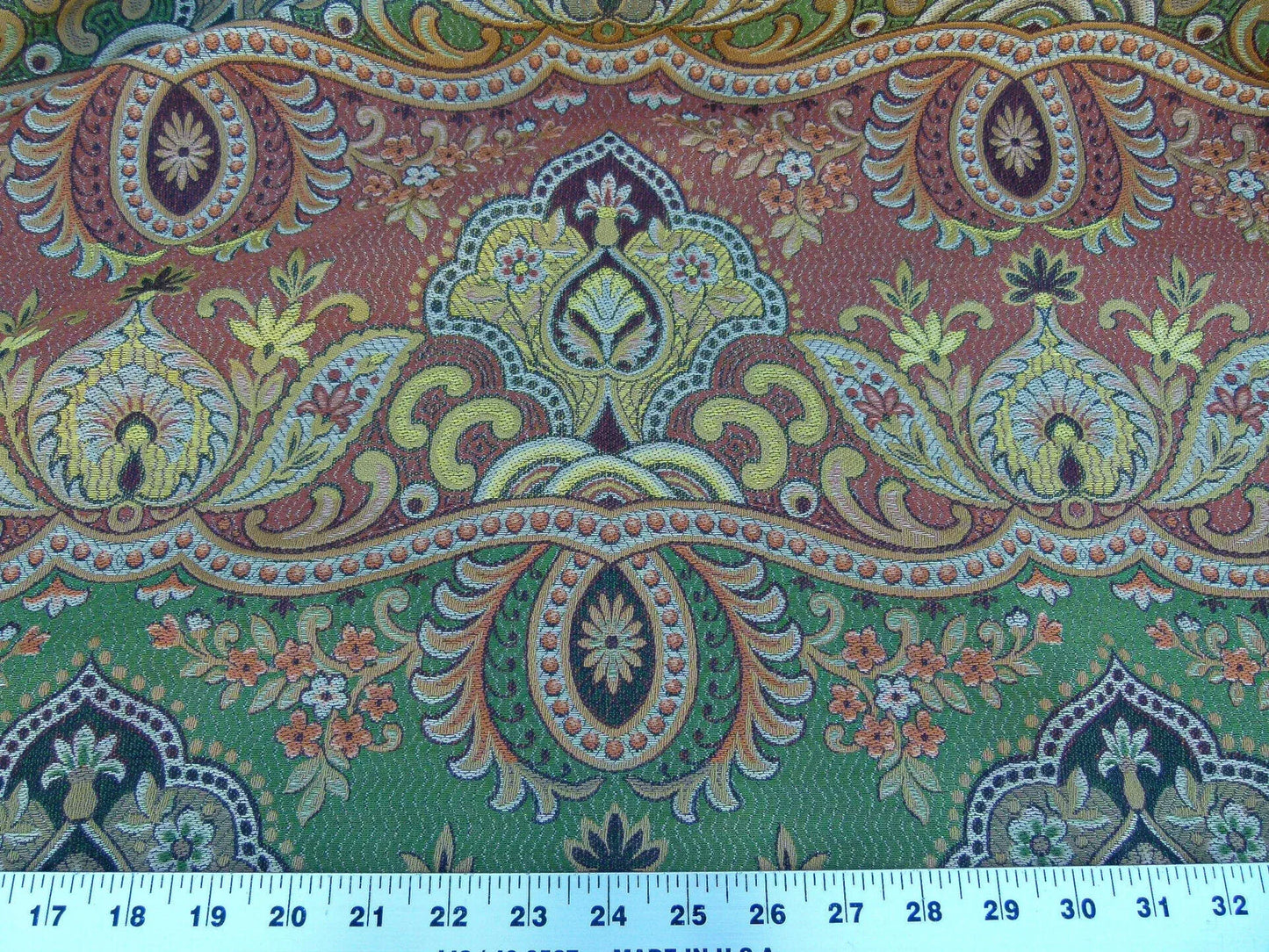 Scalamandre Bombay Rust/gold Intricate Red Yellow Green Red Asian Dragon Empress Brocade MSRP USD 268