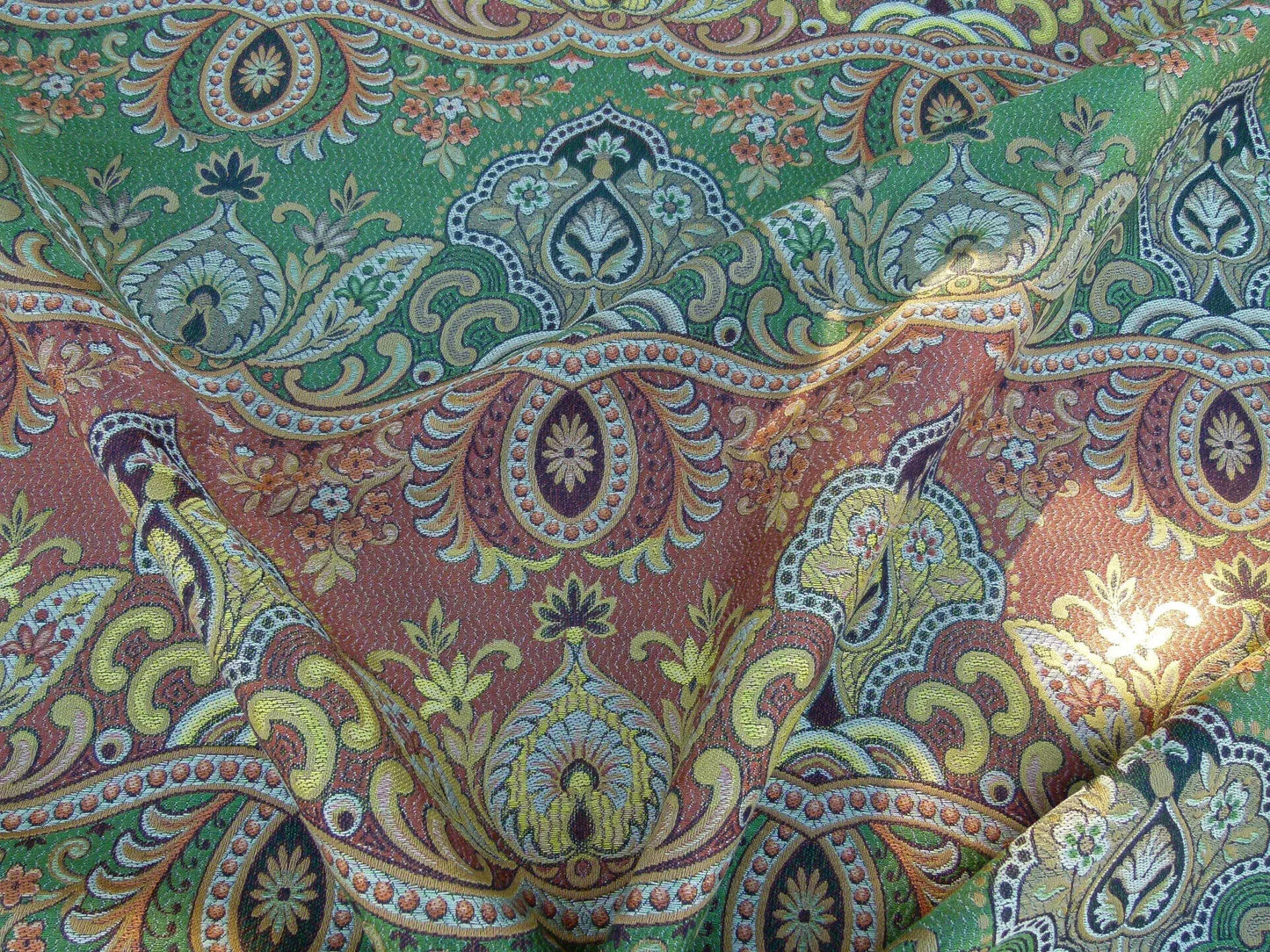 Scalamandre Bombay Rust/gold Intricate Red Yellow Green Red Asian Dragon Empress Brocade MSRP USD 268