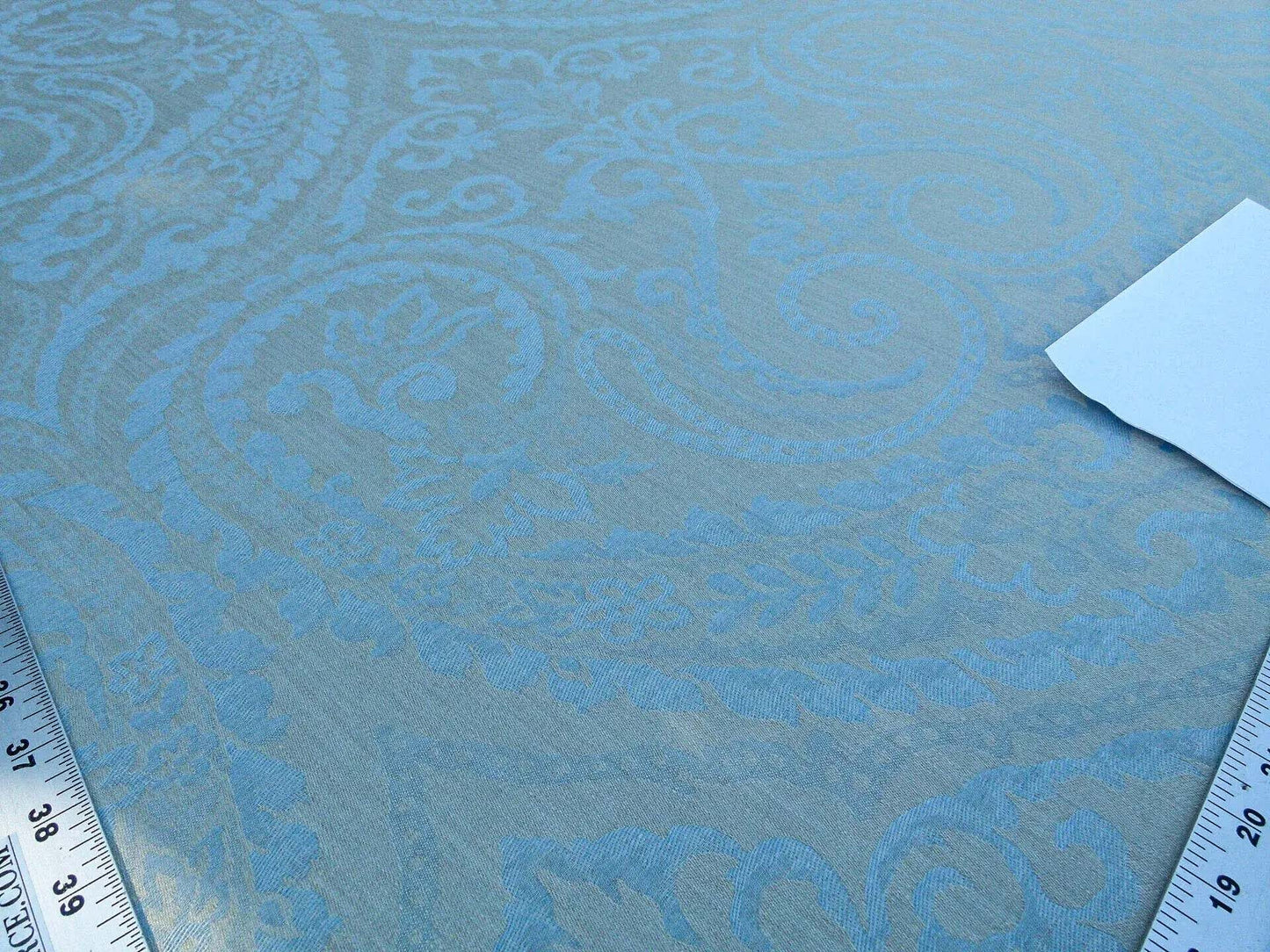 Scalamandre Old World Weavers  Blanchisserie Powder Blue Linen Paisley Jacquards Woven MSRP USD 228/y