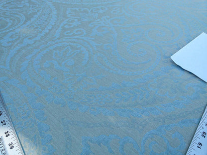 Scalamandre Old World Weavers  Blanchisserie Powder Blue Linen Paisley Jacquards Woven MSRP USD 228/y