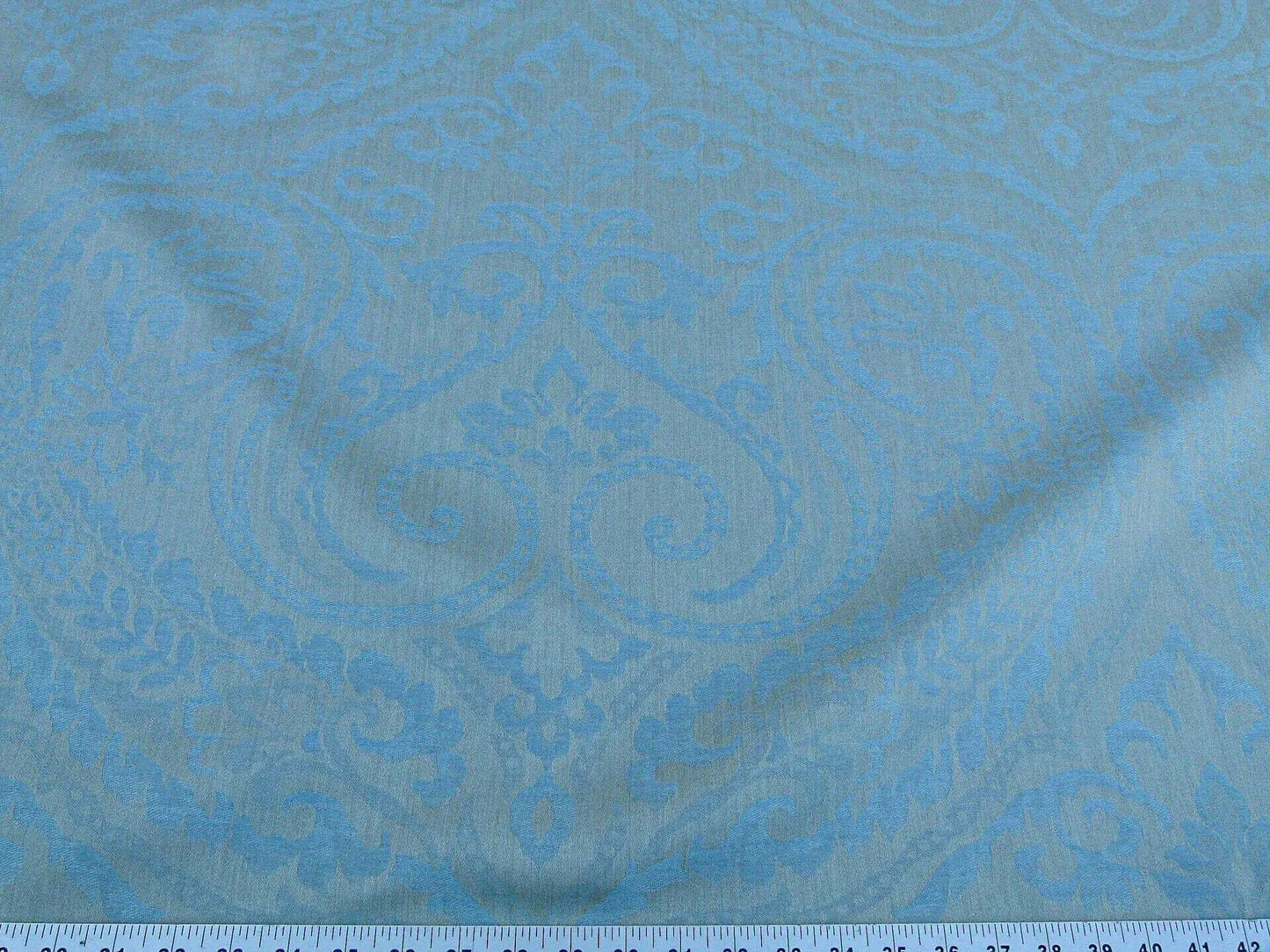Scalamandre Old World Weavers  Blanchisserie Powder Blue Linen Paisley Jacquards Woven MSRP USD 228/y