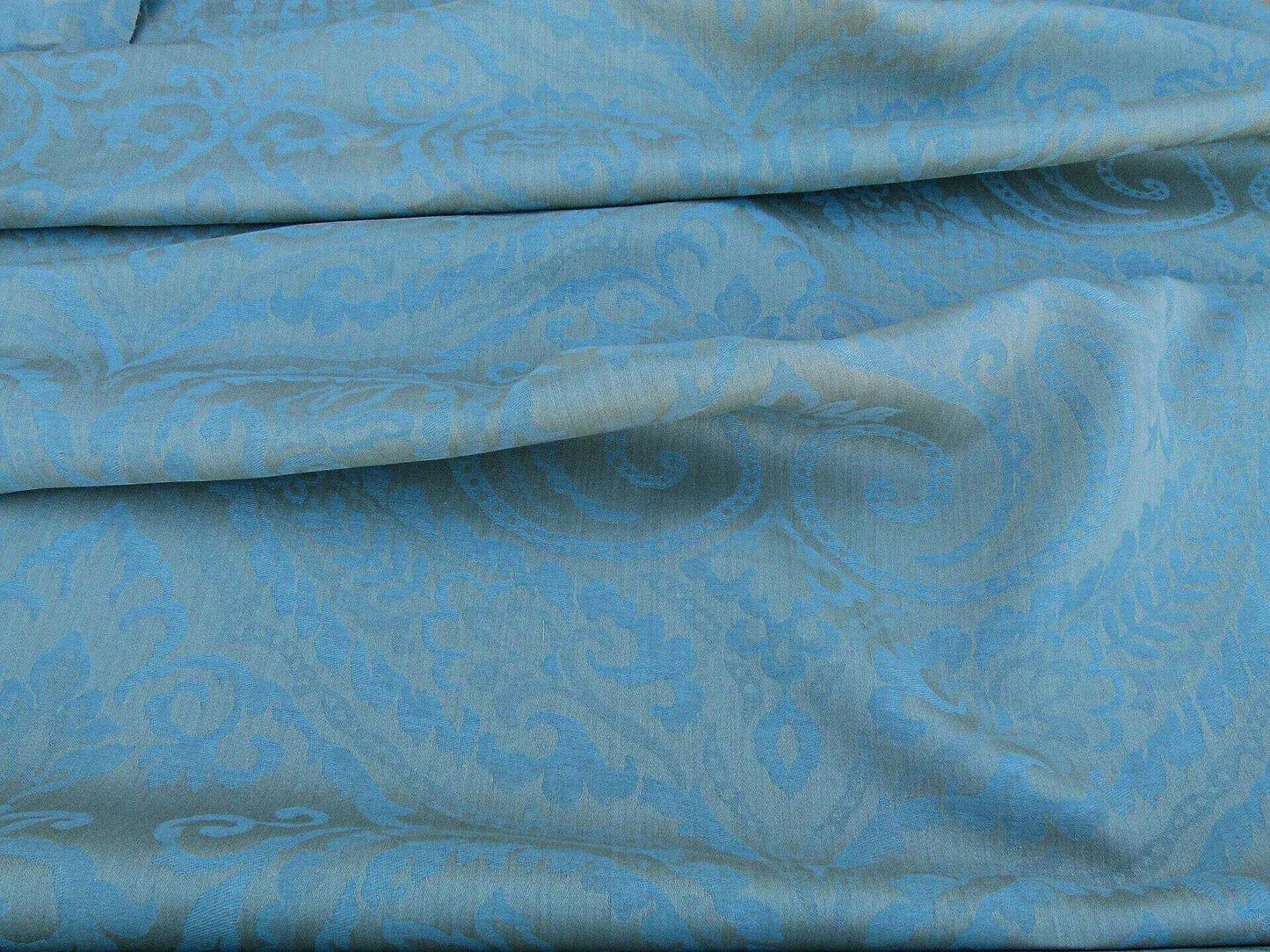 Scalamandre Old World Weavers  Blanchisserie Powder Blue Linen Paisley Jacquards Woven MSRP USD 228/y
