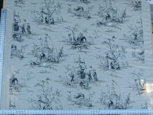 Scalamandre Voyage En Chine Print Black Chinoiserie Asian Garden Elephant MSRP USD 388/yd