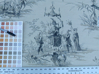 Scalamandre Voyage En Chine Print Black Chinoiserie Asian Garden Elephant MSRP USD 388/yd