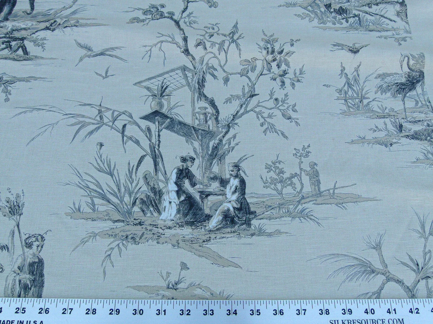 Scalamandre Voyage En Chine Print Black Chinoiserie Asian Garden Elephant MSRP USD 388/yd