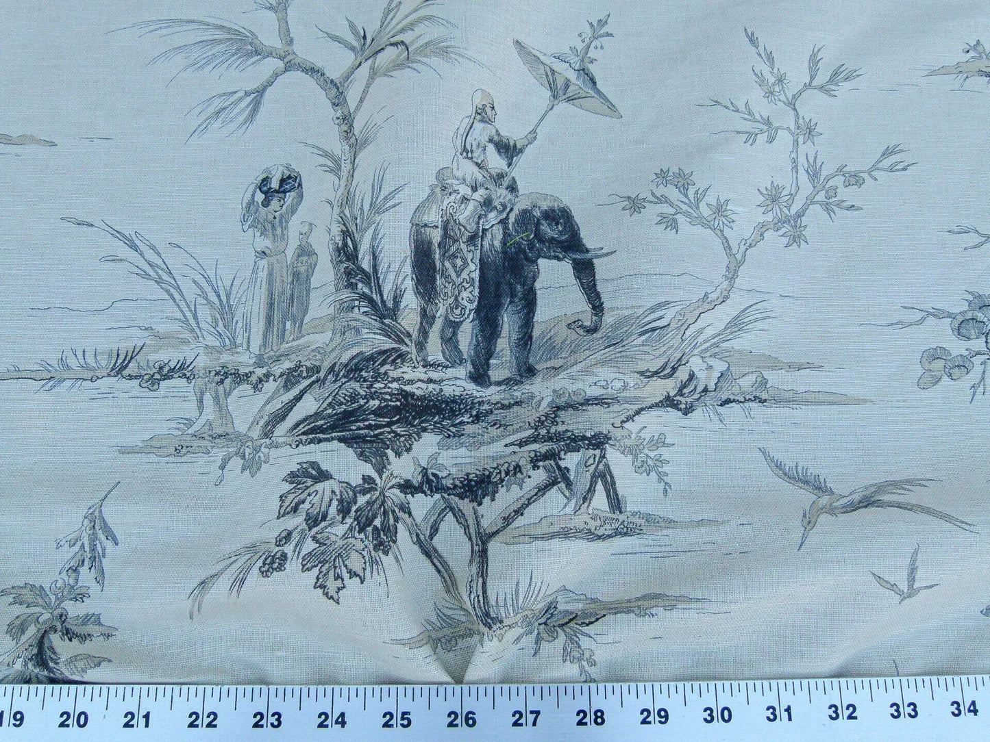 Scalamandre Voyage En Chine Print Black Chinoiserie Asian Garden Elephant MSRP USD 388/yd