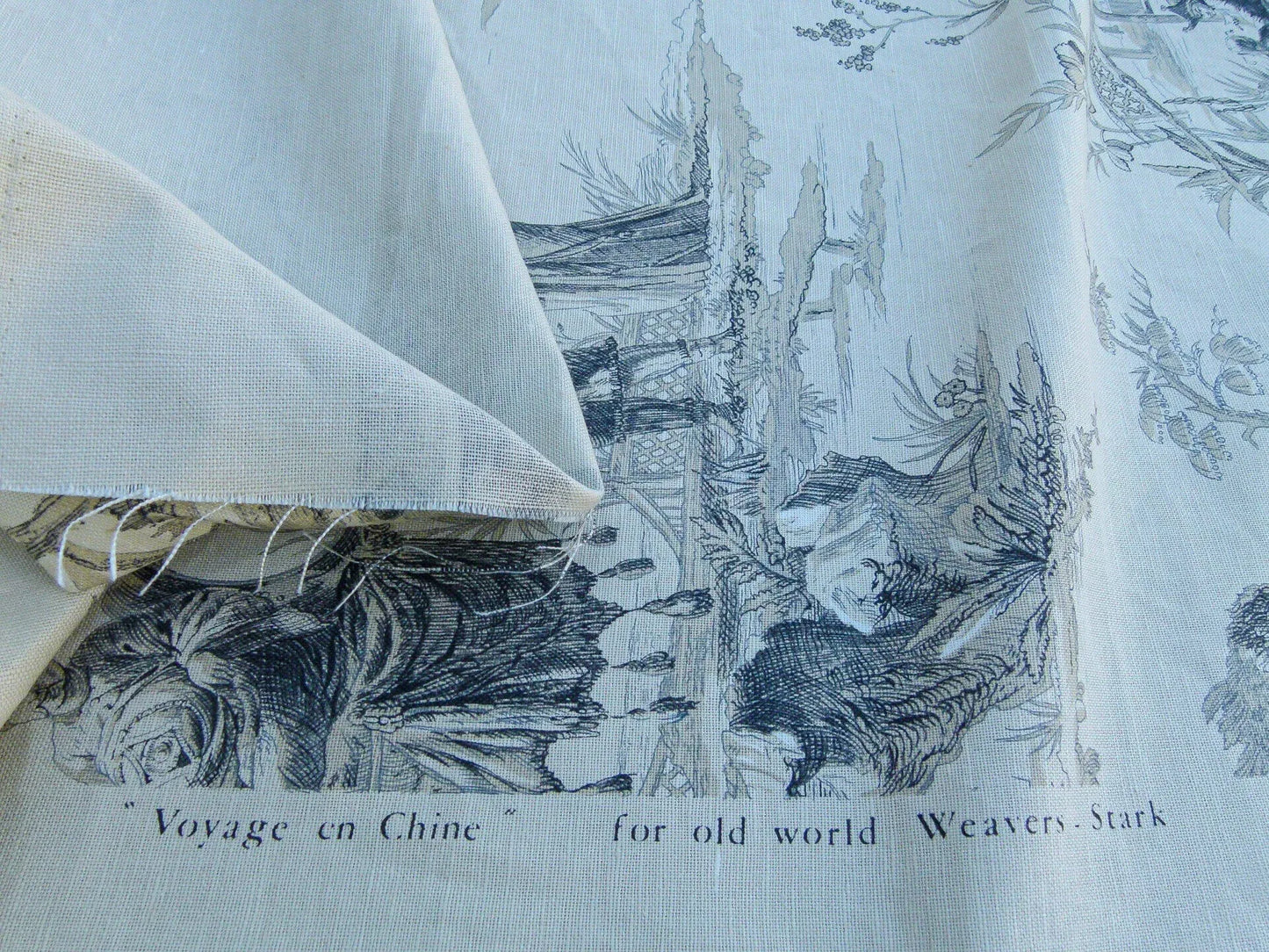 Scalamandre Voyage En Chine Print Black Chinoiserie Asian Garden Elephant MSRP USD 388/yd