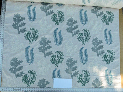 Scalamandre Harbor Aqua Seaweeds Ocean Plants Embroidery Blue White Green MSRP USD 288