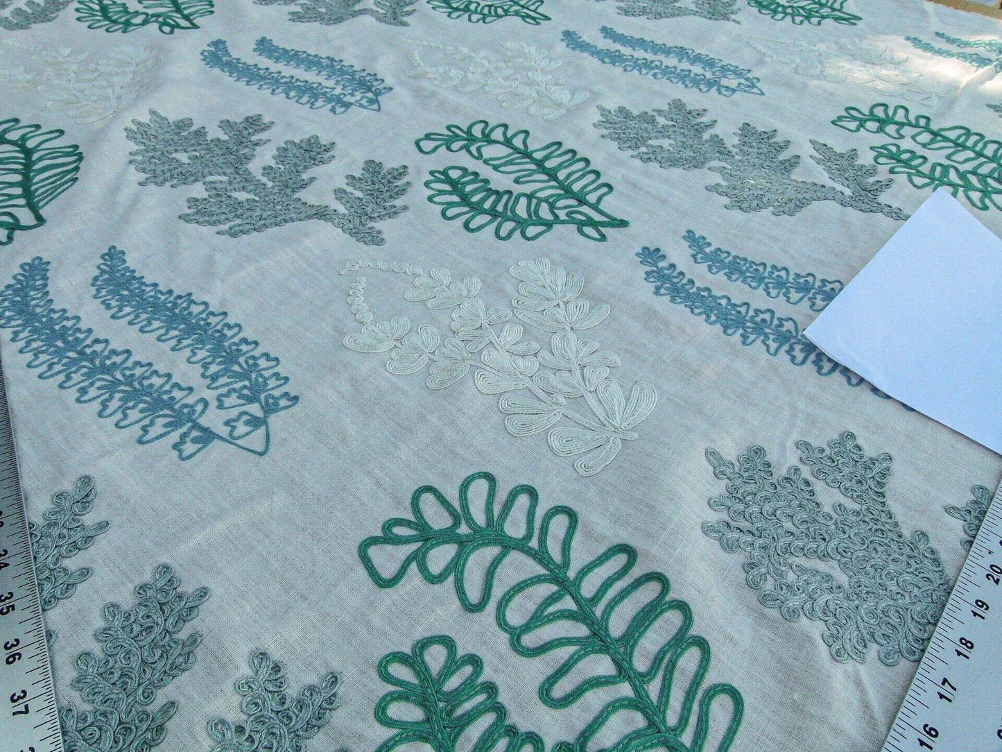 Scalamandre Harbor Aqua Seaweeds Ocean Plants Embroidery Blue White Green MSRP USD 288