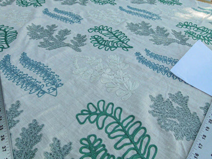 Scalamandre Harbor Aqua Seaweeds Ocean Plants Embroidery Blue White Green MSRP USD 288