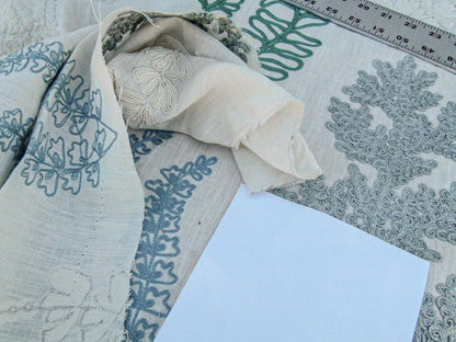 Scalamandre Harbor Aqua Seaweeds Ocean Plants Embroidery Blue White Green MSRP USD 288