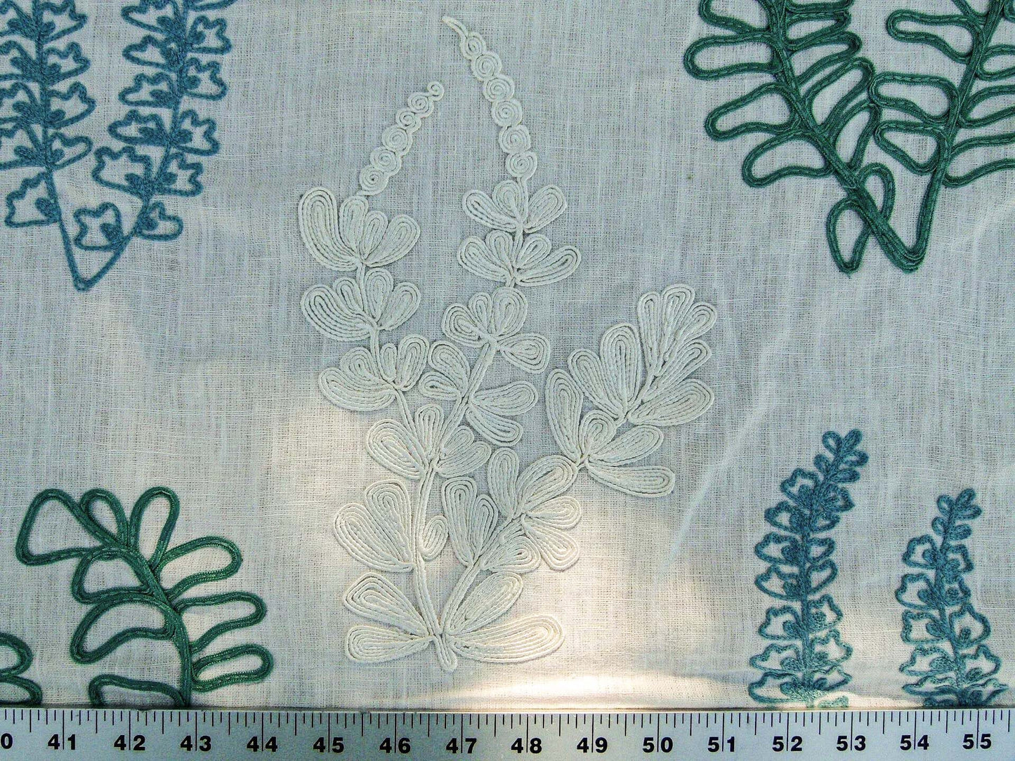 Scalamandre Harbor Aqua Seaweeds Ocean Plants Embroidery Blue White Green MSRP USD 288