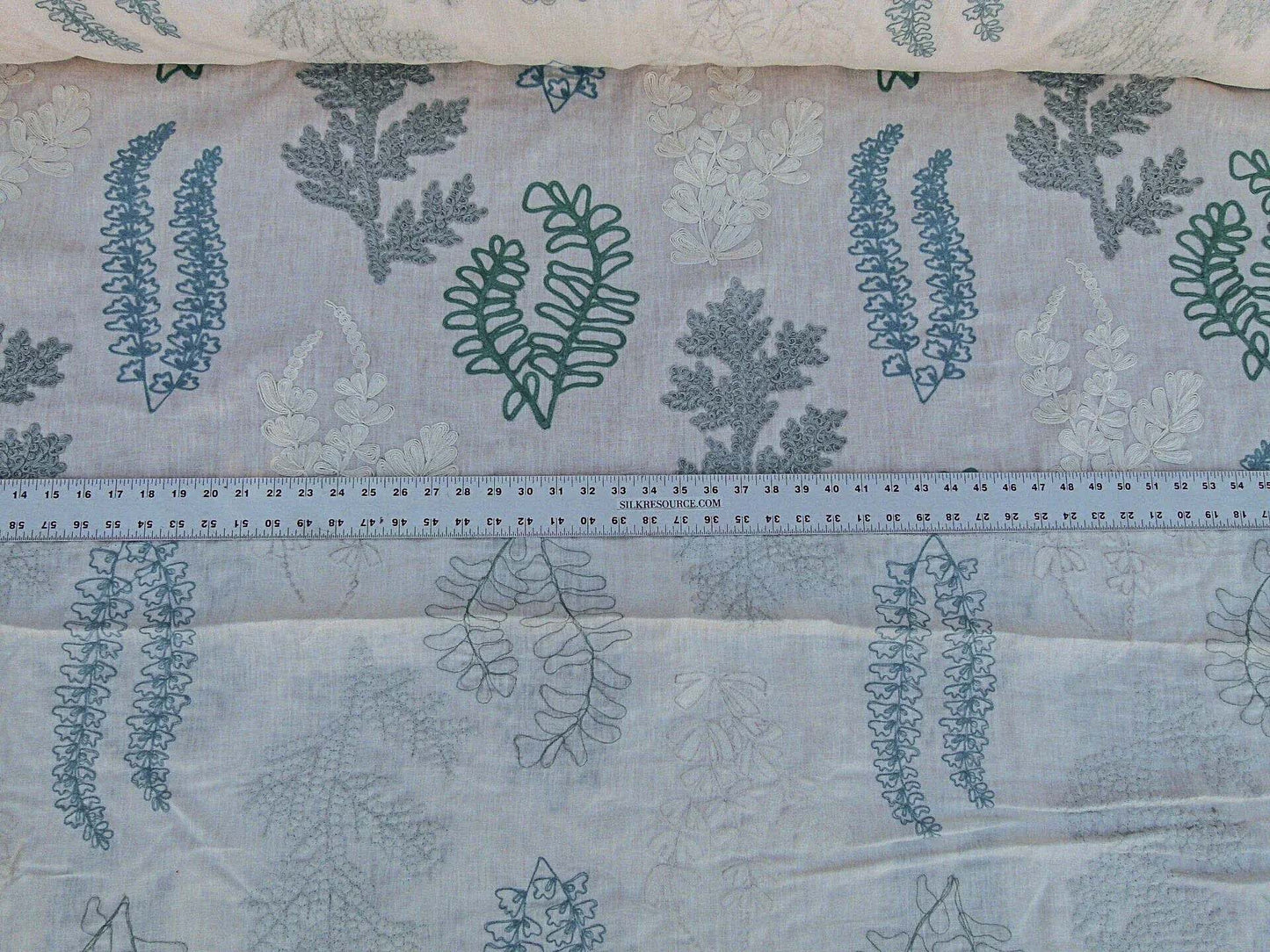 Scalamandre Harbor Aqua Seaweeds Ocean Plants Embroidery Blue White Green MSRP USD 288