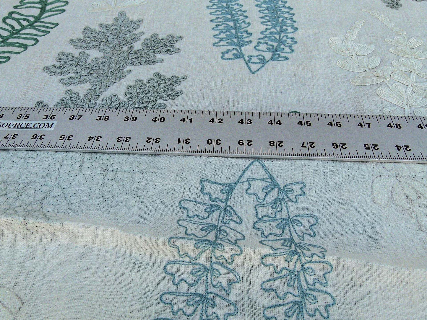 Scalamandre Harbor Aqua Seaweeds Ocean Plants Embroidery Blue White Green MSRP USD 288