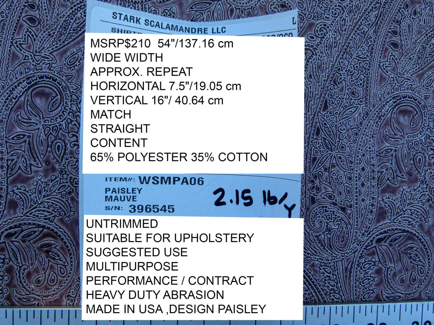 1.4Y Scalamandre Paisley Mauve MSRP USD 210