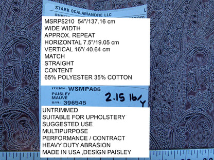 1.4Y Scalamandre Paisley Mauve MSRP USD 210