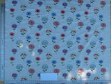 0.94Y Scalamandre Fancy Work Blue/coral On White Modern Flower Power Embroidery MSRP USD 200/yard