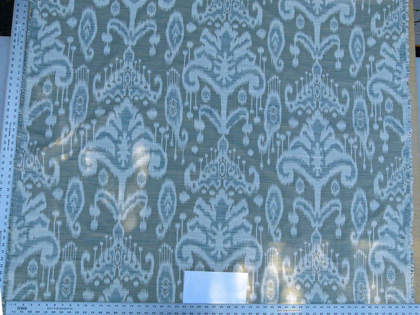 Scalamandre Monroe Ikat Texture Moss/aqua  Soft Upholstery With An Ikat Pattern Blurriness Design Green MSRP USD 150