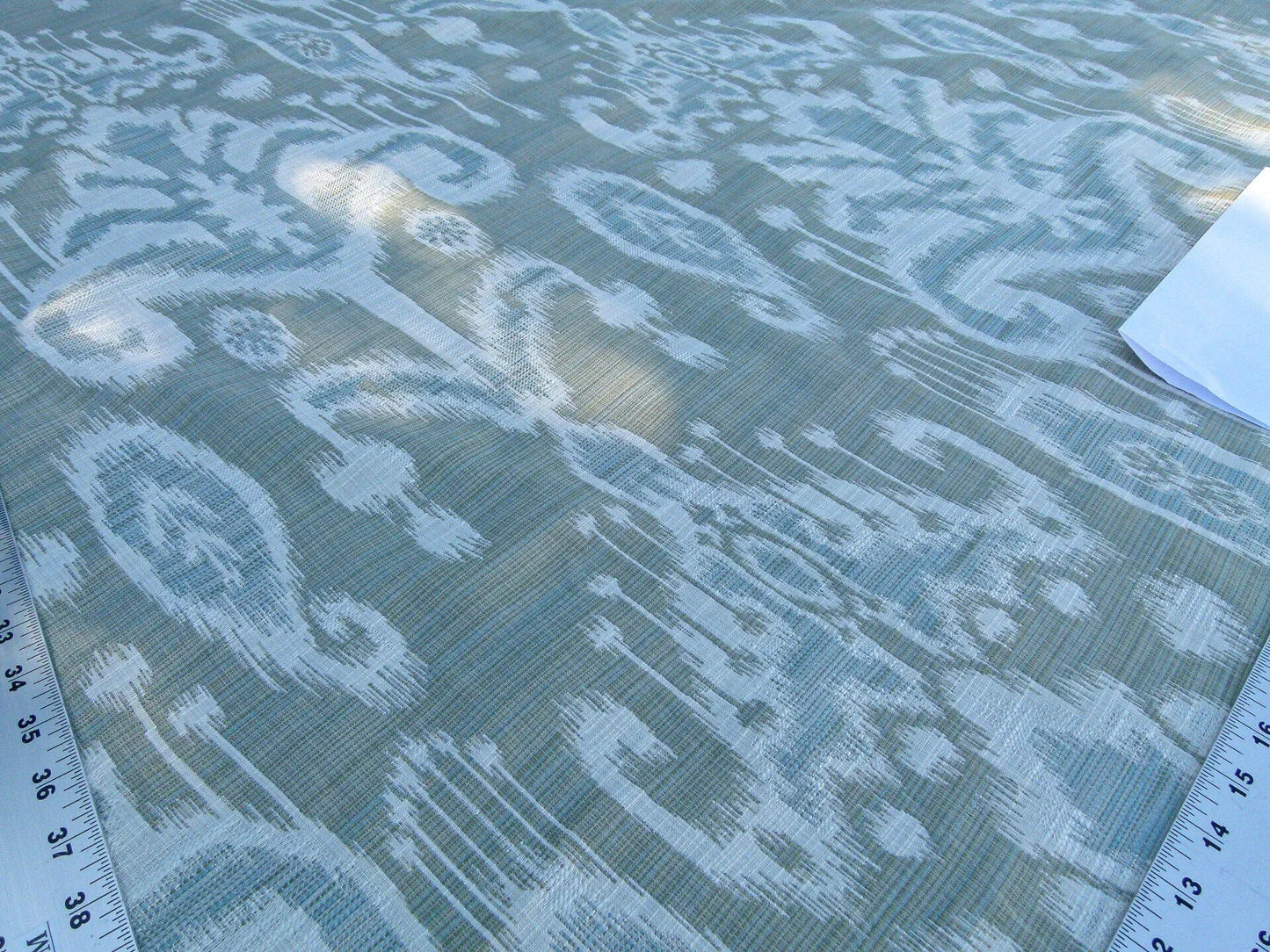 Scalamandre Monroe Ikat Texture Moss/aqua  Soft Upholstery With An Ikat Pattern Blurriness Design Green MSRP USD 150