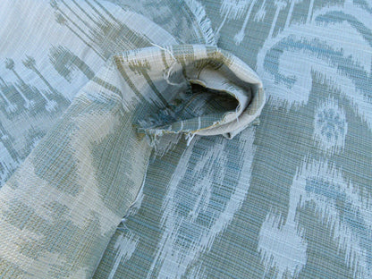 Scalamandre Monroe Ikat Texture Moss/aqua  Soft Upholstery With An Ikat Pattern Blurriness Design Green MSRP USD 150