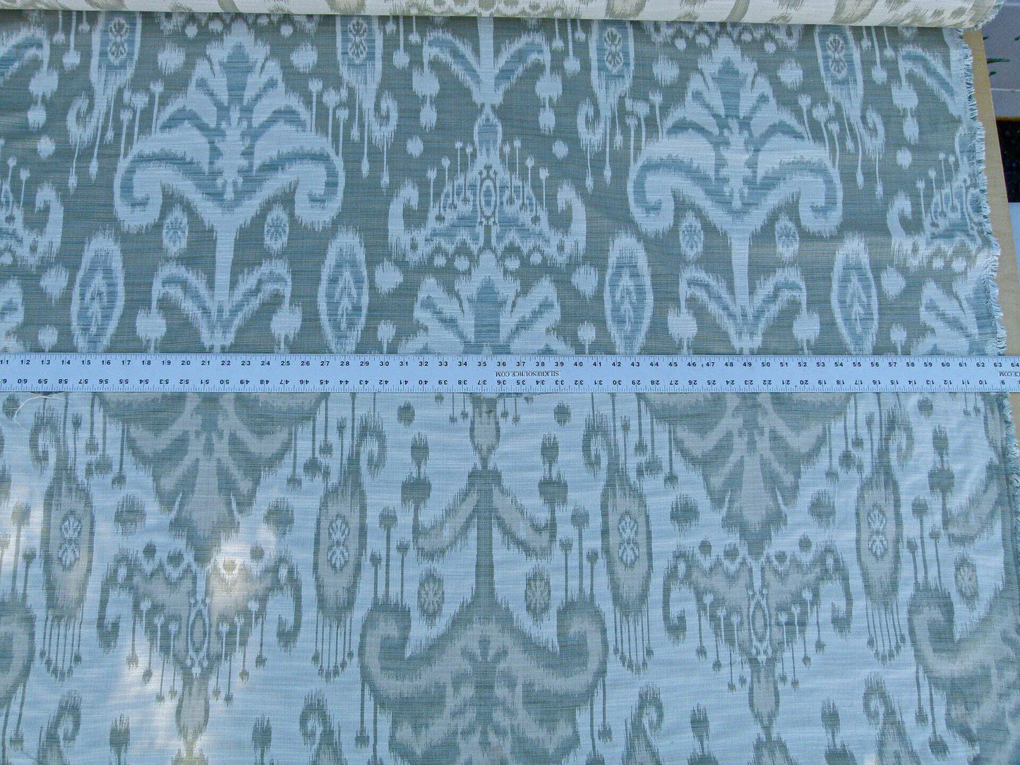 Scalamandre Monroe Ikat Texture Moss/aqua  Soft Upholstery With An Ikat Pattern Blurriness Design Green MSRP USD 150