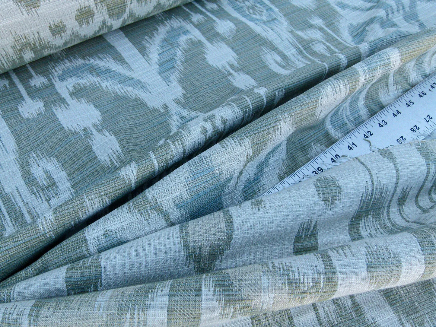 Scalamandre Monroe Ikat Texture Moss/aqua  Soft Upholstery With An Ikat Pattern Blurriness Design Green MSRP USD 150