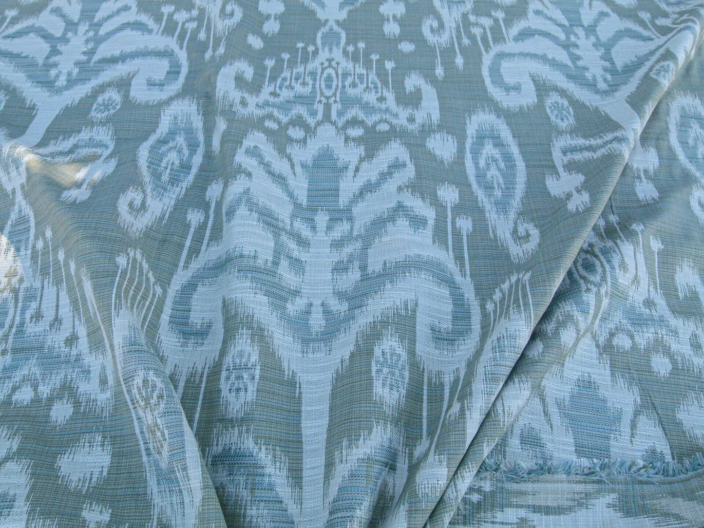 Scalamandre Monroe Ikat Texture Moss/aqua  Soft Upholstery With An Ikat Pattern Blurriness Design Green MSRP USD 150